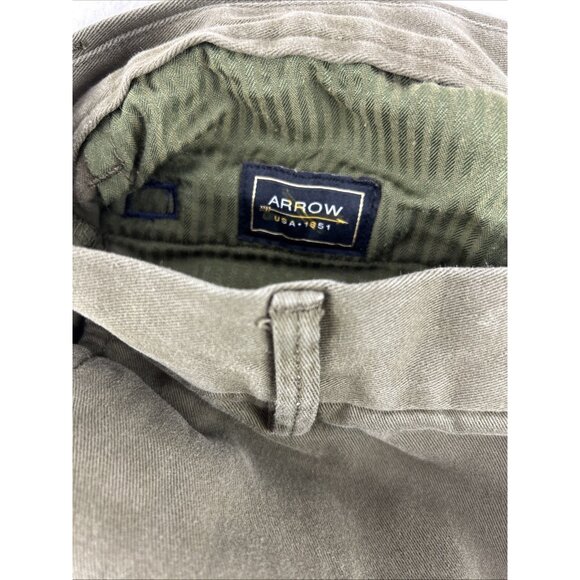 Arrow Pants Men’s Size 32 Low Rise Slim Fit Straight Leg Bronson Fit Army Green - Picture 12 of 14